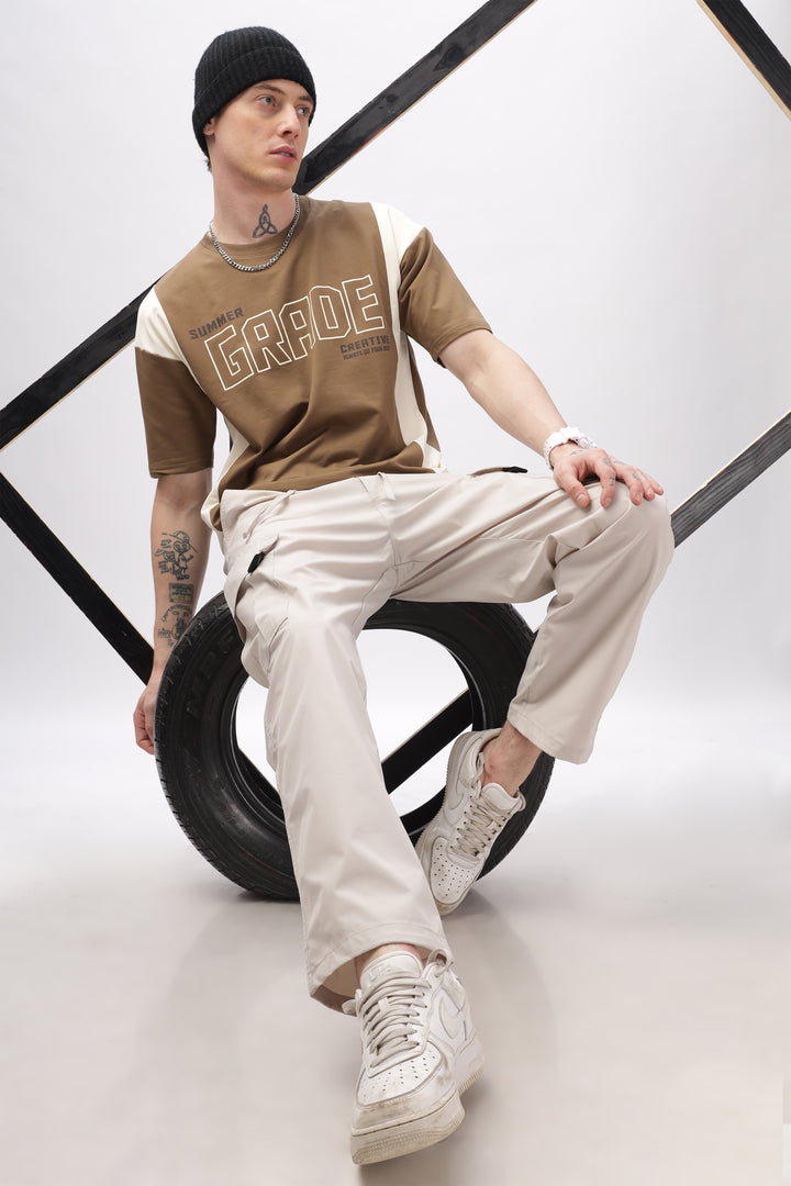 Summer Grade Drop Shoulder Brown T-shirt Ilyzly