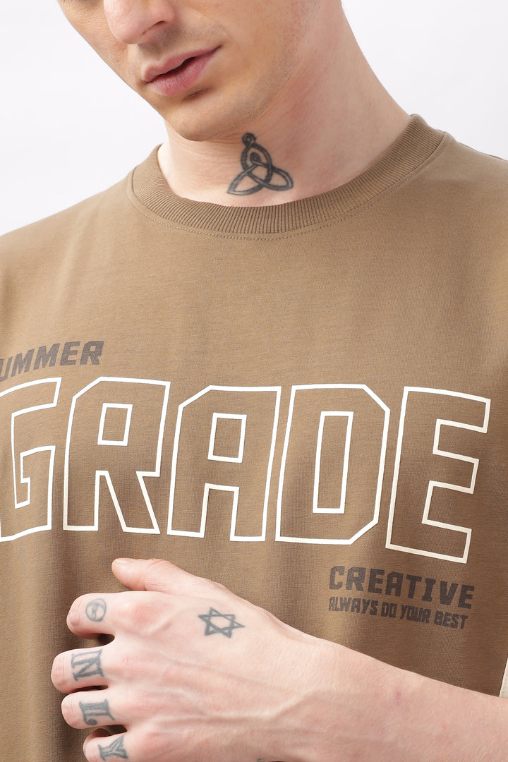 Summer Grade Drop Shoulder Brown T-shirt Ilyzly