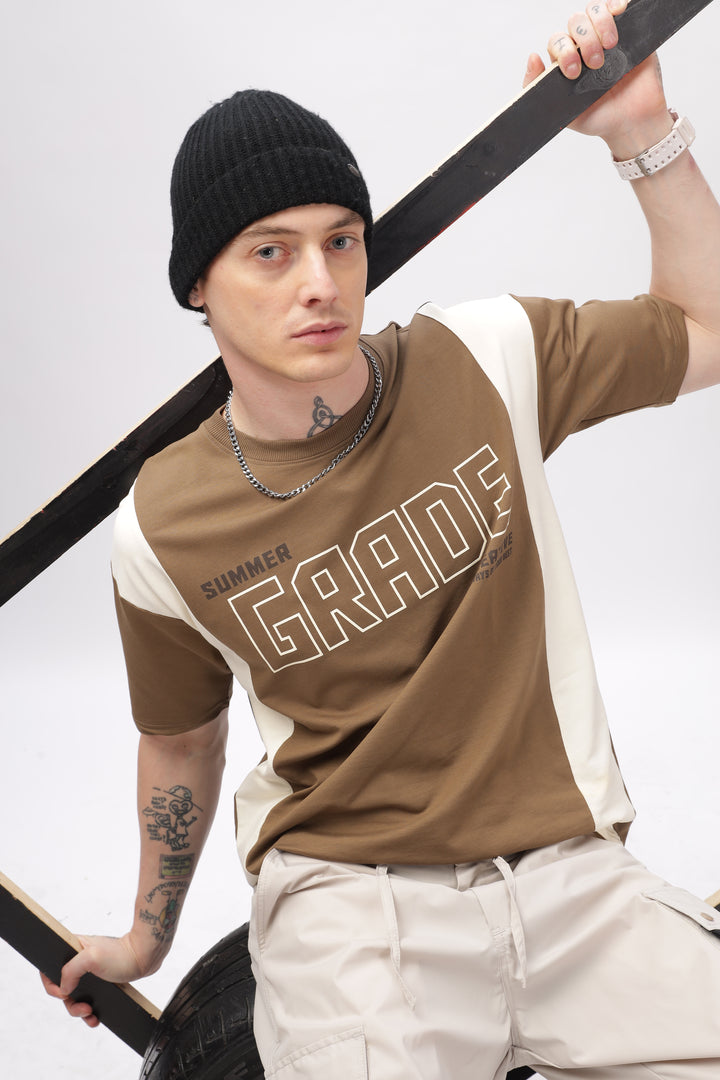 Summer Grade Drop Shoulder Brown T-shirt Ilyzly