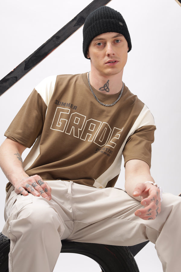 Summer Grade Drop Shoulder Brown T-shirt Ilyzly