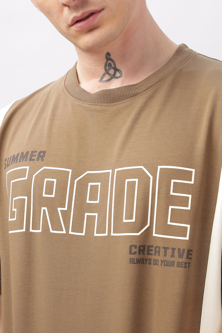 Summer Grade Drop Shoulder Brown T-shirt Ilyzly