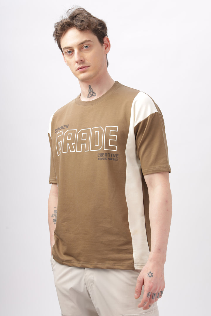 Summer Grade Drop Shoulder Brown T-shirt Ilyzly