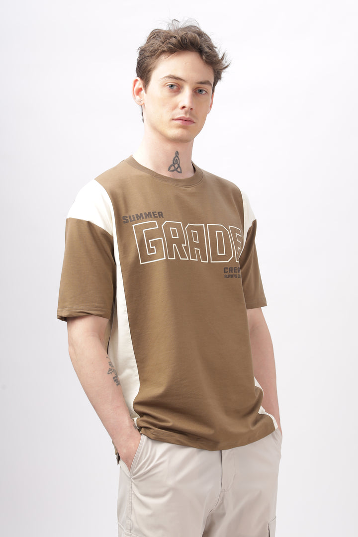 Summer Grade Drop Shoulder Brown T-shirt Ilyzly