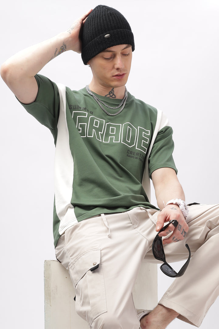 Summer Grade Drop Shoulder Green T-shirt Ilyzly