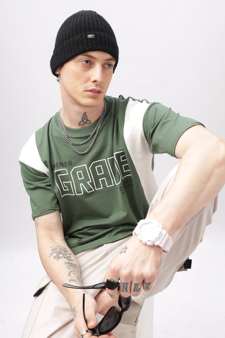 Summer Grade Drop Shoulder Green T-shirt Ilyzly