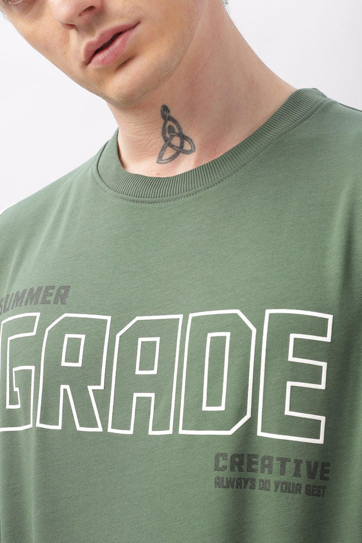 Summer Grade Drop Shoulder Green T-shirt Ilyzly