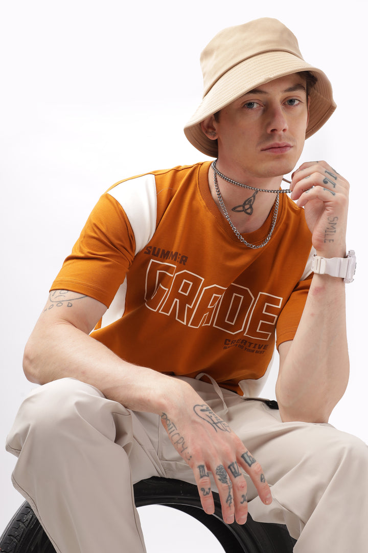 Summer Grade Drop Shoulder Orange T-shirt Ilyzly