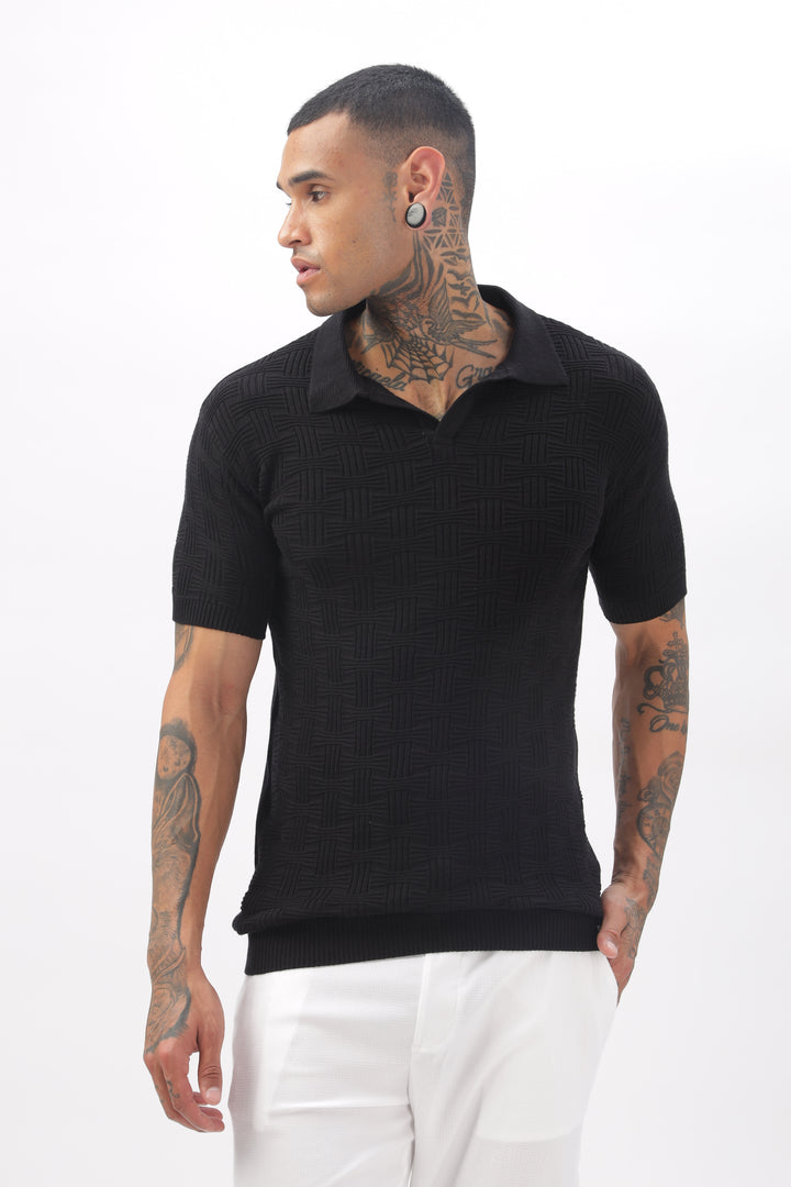 Urban Grid Polo Black T-shirt Ilyzly