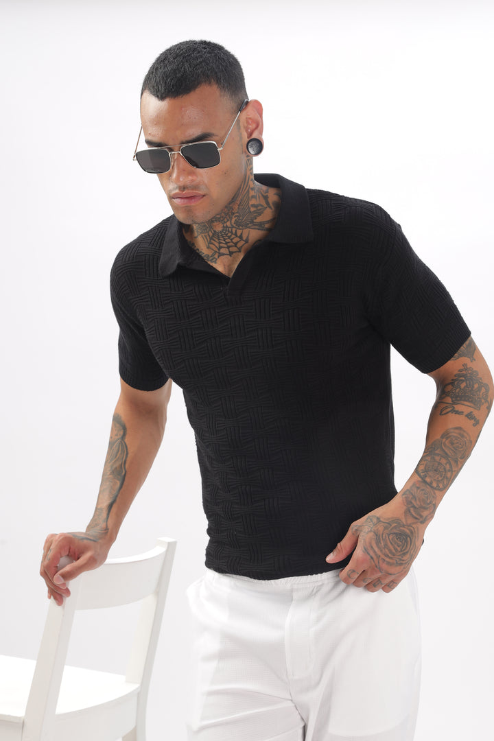 Urban Grid Polo Black T-shirt Ilyzly