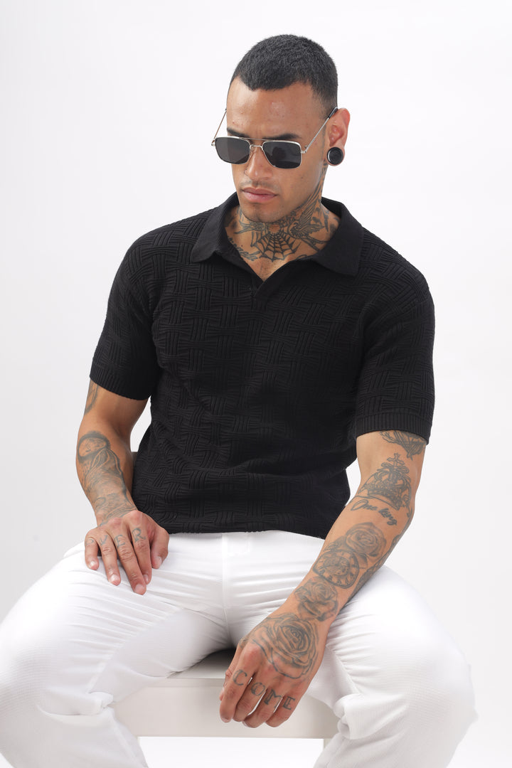 Urban Grid Polo Black T-shirt Ilyzly