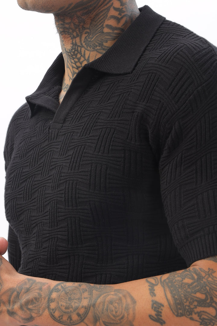 Urban Grid Polo Black T-shirt Ilyzly