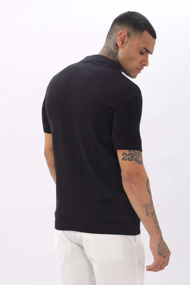 Urban Grid Polo Black T-shirt Ilyzly