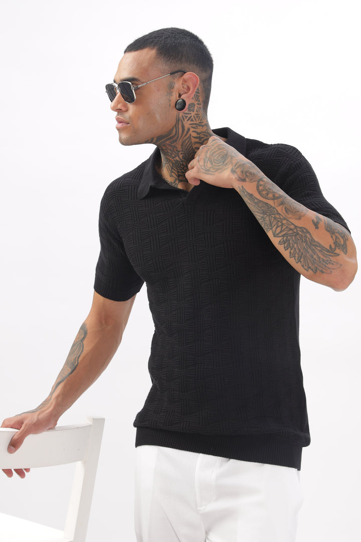 Urban Grid Polo Black T-shirt Ilyzly