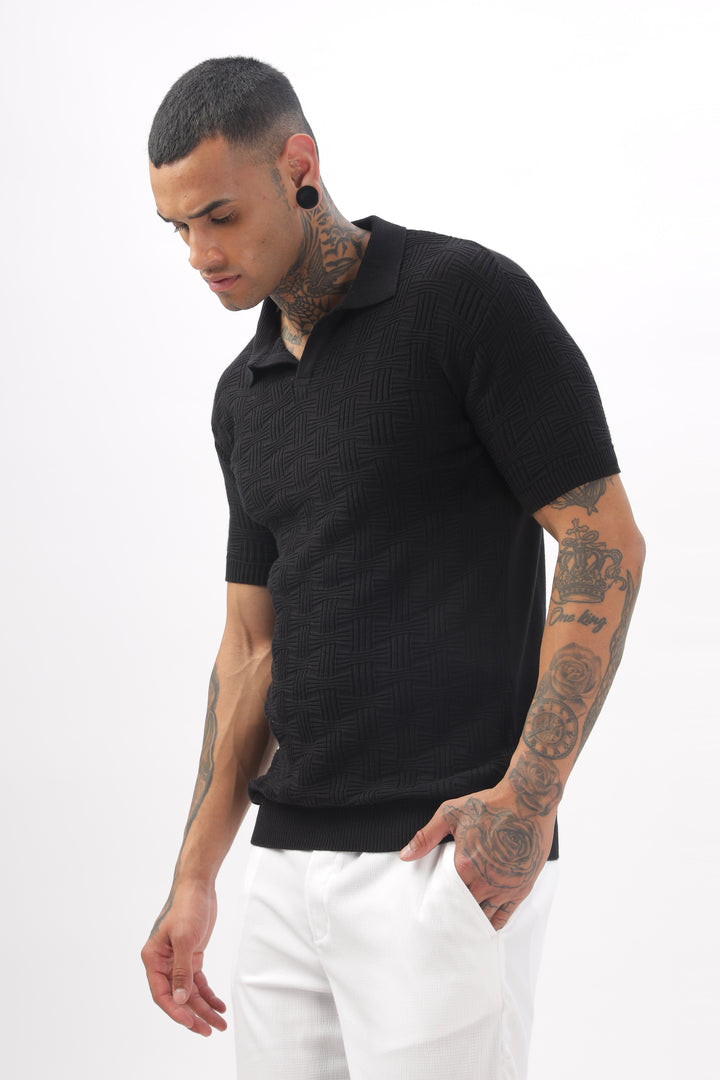 Urban Grid Polo Black T-shirt Ilyzly