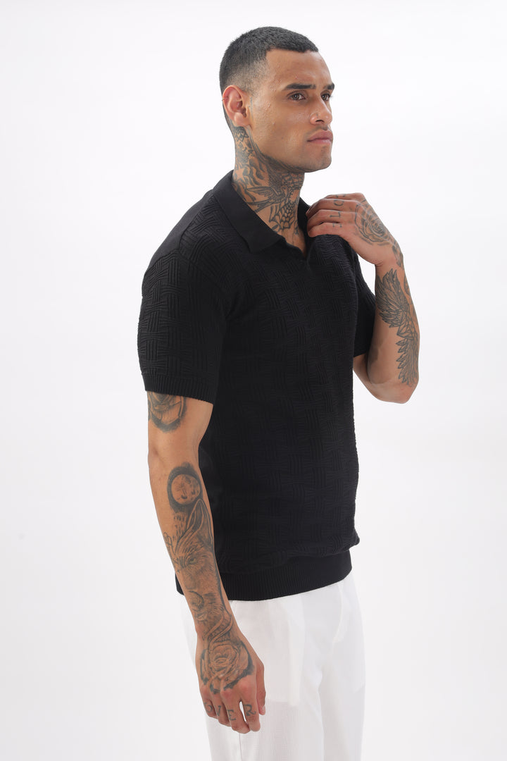 Urban Grid Polo Black T-shirt Ilyzly