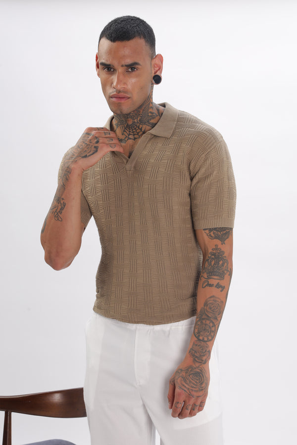 Urban Grid Polo Brown T-shirt Ilyzly