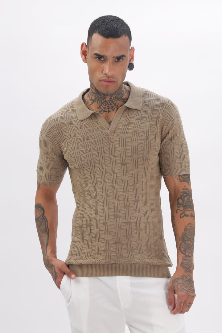 Urban Grid Polo Brown T-shirt Ilyzly