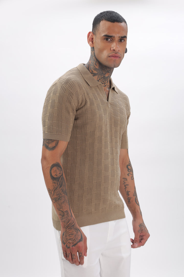 Urban Grid Polo Brown T-shirt Ilyzly