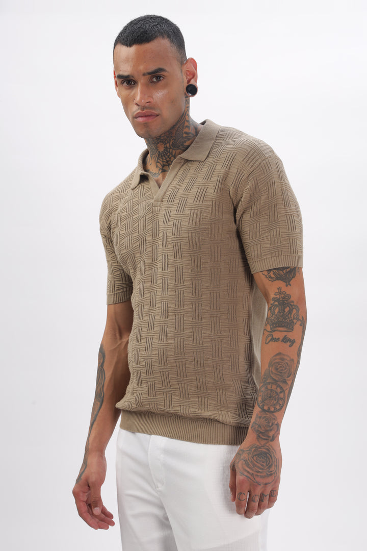 Urban Grid Polo Brown T-shirt Ilyzly