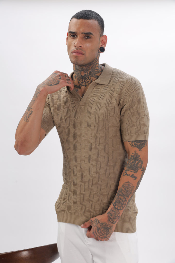 Urban Grid Polo Brown T-shirt Ilyzly