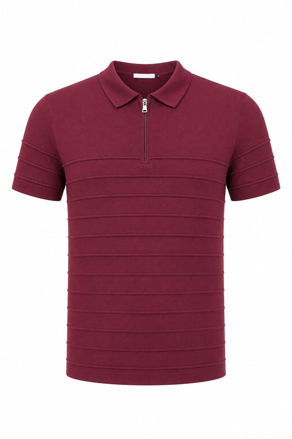 ILYZLY Rib Knit Quarter Zip Polo