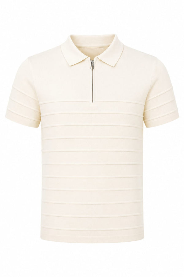 ILYZLY Rib Knit Quarter Zip Polo