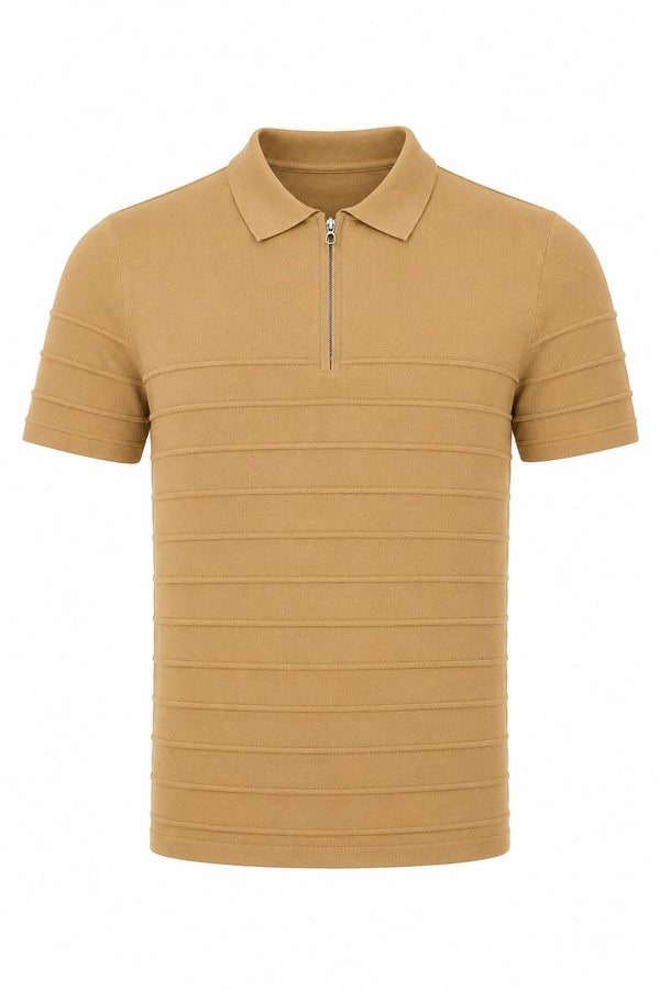 ILYZLY Rib Knit Quarter Zip Polo