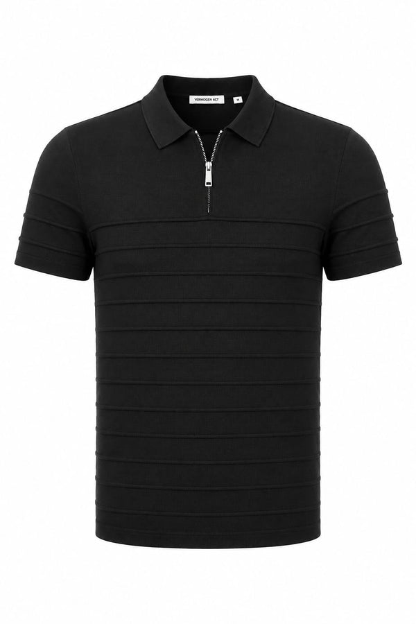 ILYZLY Rib Knit Quarter Zip Polo