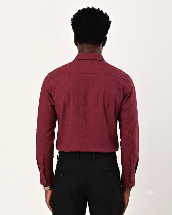 ILYZLY Quatrefoil Jacquard Full Sleeve Shirt