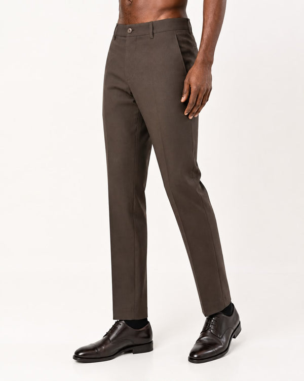 Ilyzly Dark Taupe Brown Flexi Formal Trousers