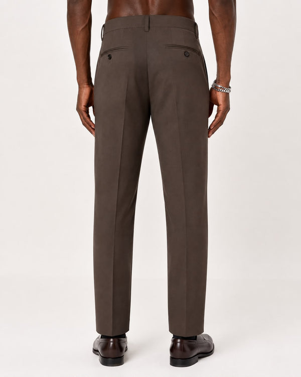 Ilyzly Dark Taupe Brown Flexi Formal Trousers