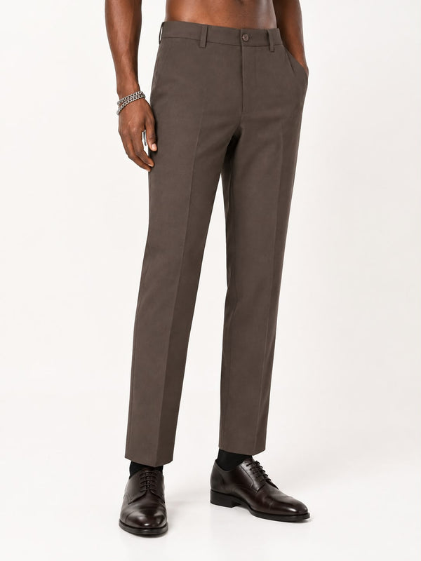 Ilyzly Dark Taupe Brown Flexi Formal Trousers