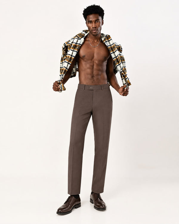 Ilyzly Brown Flexi Formal Trousers