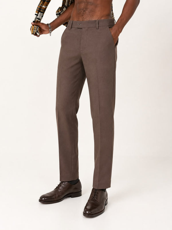 Ilyzly Brown Flexi Formal Trousers
