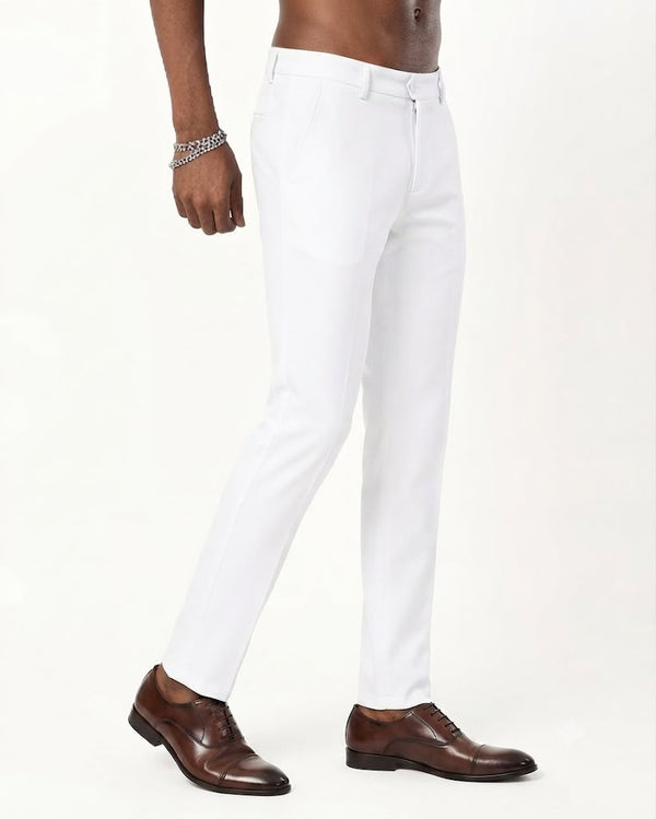 Ilyzly White Flexi Formal Trousers