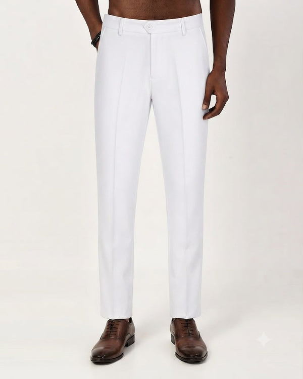 Ilyzly White Flexi Formal Trousers