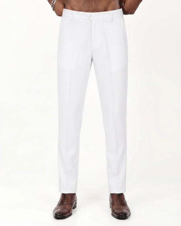 Ilyzly White Flexi Formal Trousers