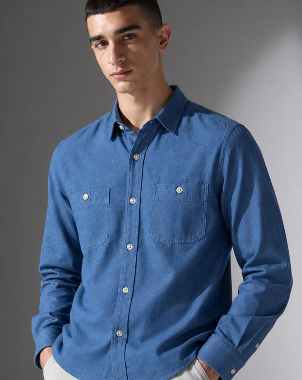 Ilyzly Double Pocket Blue Shirt