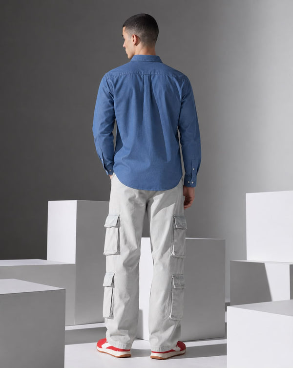 Ilyzly Double Pocket Blue Shirt