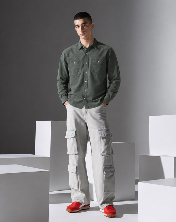 Ilyzly Double Pocket Green Shirt