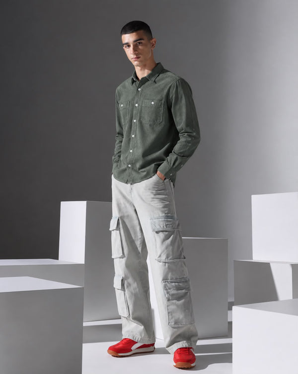 Ilyzly Double Pocket Green Shirt