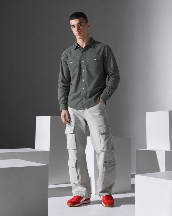 Ilyzly Double Pocket Green Shirt