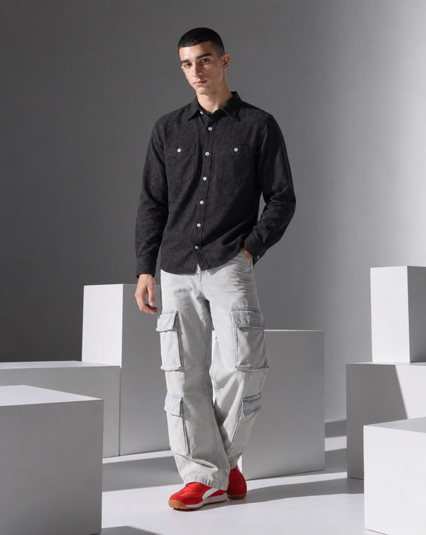 Ilyzly Double Pocket Black Shirt