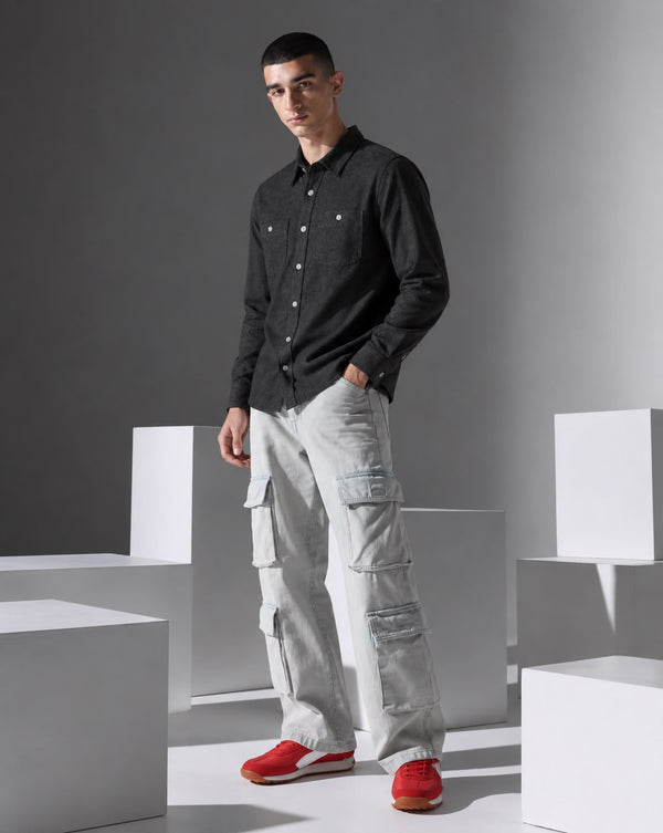 Ilyzly Double Pocket Black Shirt