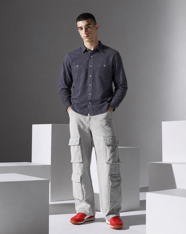 Ilyzly Double Pocket Grey Shirt