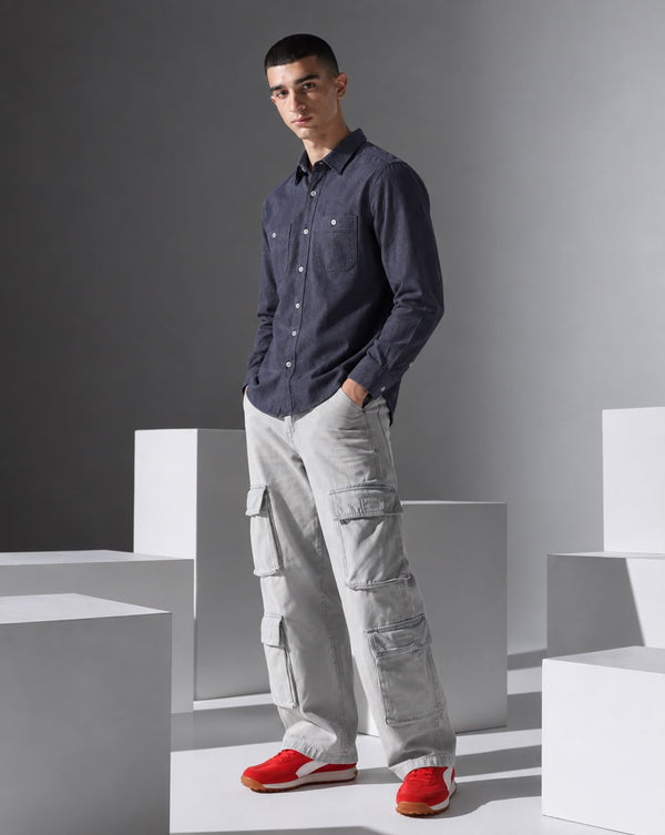 Ilyzly Double Pocket Grey Shirt