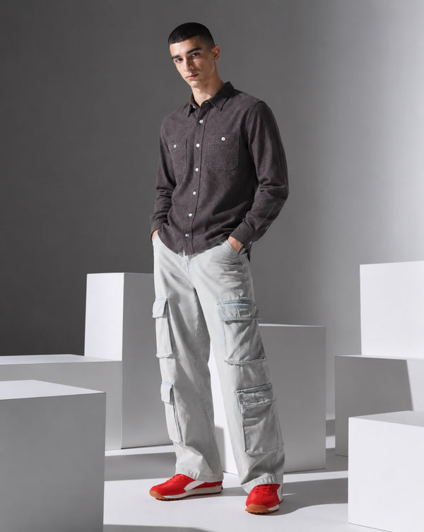 Ilyzly Double Pocket Brown Shirt