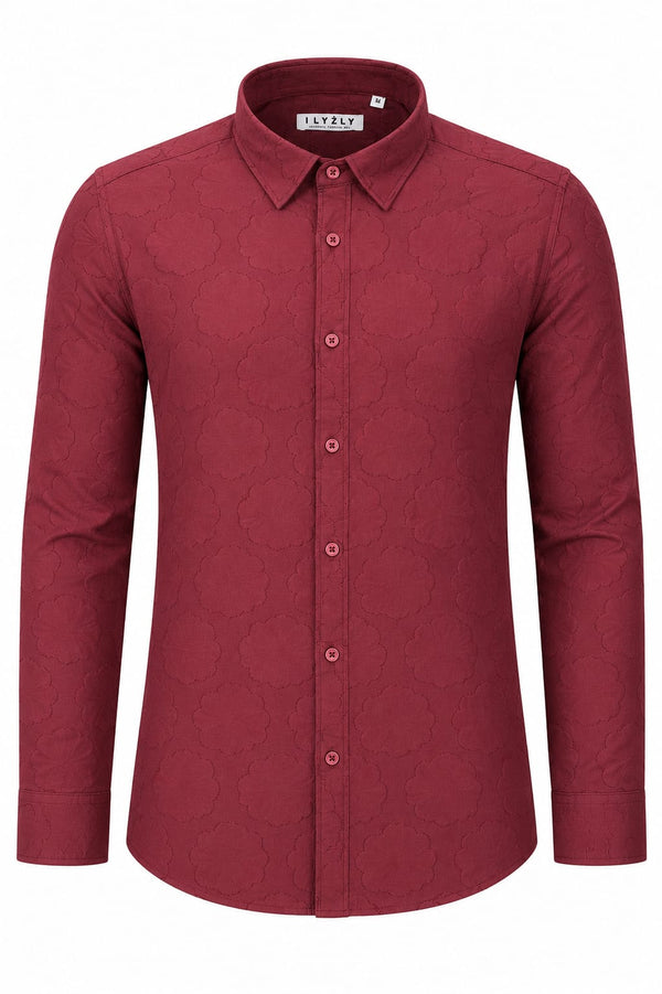 ILYZLY Quatrefoil Jacquard Full Sleeve Shirt