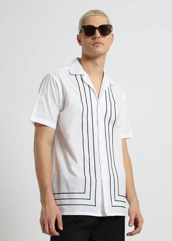 White line embroidery shirt