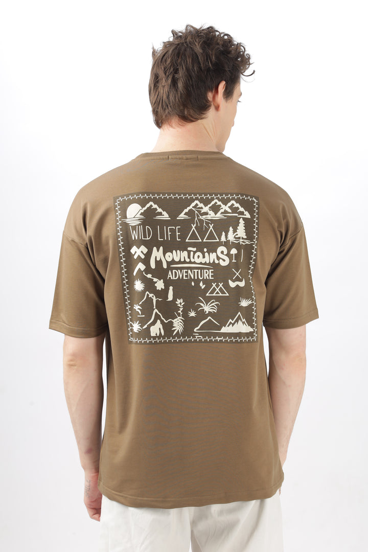 Wild Life Printed Khaki T-Shirt Ilyzly